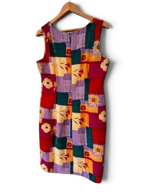 Women's John Roberts Sleeveless Floral Patchwork Dress Size 12 Multi-color